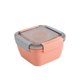 thumbnail image 1 of Recipientes para almuerzo para ensalada Bento Box de 1500 ml, bandeja estilo Bento de 3 compartimentos y recipiente para salsa para aderezos, reutilizable incorporado (rosa), 1 of 5