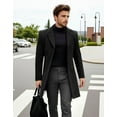 thumbnail image 4 of COOFANDY Men's Wool Blend Peacoat - Winter Trench Style, Notched Lapel & Single Breasted, with Pockets, 4 of 7