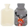 thumbnail image 2 of Happy date 500ml/1000ml/2000ml Rubber Hot Water Bottle with Cover Knitted, Christmas Elk Pattern Cover Hot Water Bag, 2 of 8