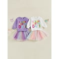 thumbnail image 3 of BemeyourBBs Toddler Baby Girl Birthday Dress Outfit 1 2 3 4 Years Old Birthday Tutu Skirt Set Letter Embroidery Long Sleeve Sweatshirt and Tulle Skirt Set Cute Kids Spring Fall Winter Clothes, 3 of 9