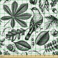 thumbnail image 2 of Vintage Fabric by the Yard, Autumn Season Nostalgic Sketch Style Leaves Birds Print on Plain Backdrop, Upholstery Fabric for Dining Chairs Home Decor Accents, White and Dark Brown by Ambesonne, 2 of 5
