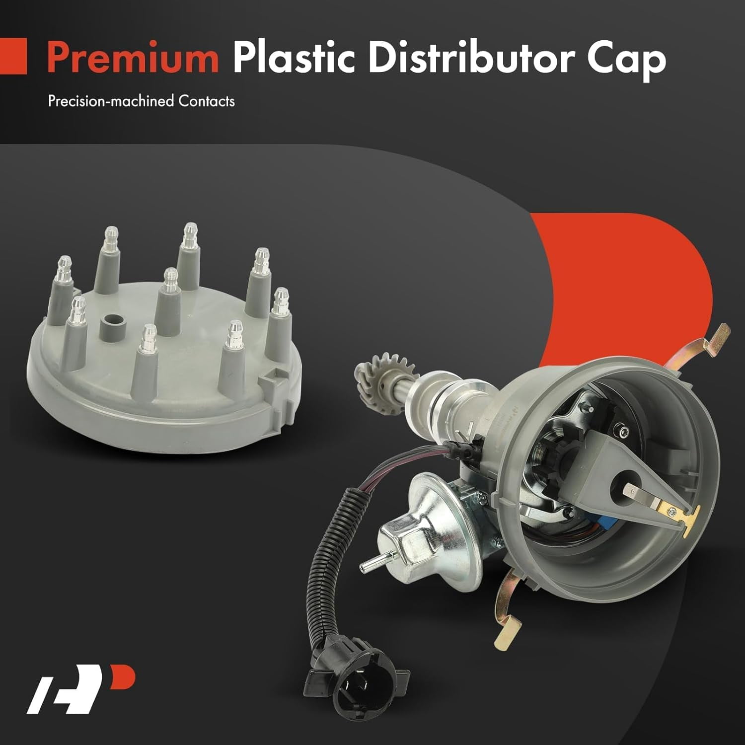 A-Premium Ignition Distributor with Cap and Rotor Compatible with Ford F-100 F-150 F-250, E-100 E-250 Econoline, Bronco, Country Squire, Elite, Thunderbird & Lincoln Continental & Mercury Cougar