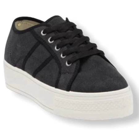 

SHIANN Black Canvas High Wall Platform Lace Up Size 9 Women s Sneakers