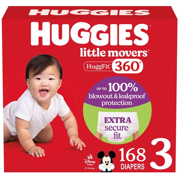 Huggies Little Movers HuggFit 360° Couches pour Bébés avec Ceinture 360°, Taille 3-7