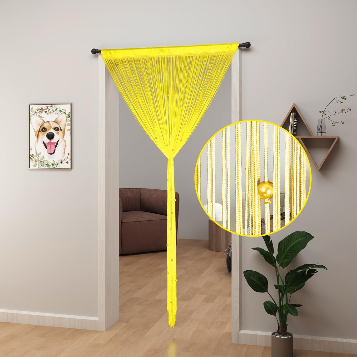 UniVerse Beaded Curtain Beaded Curtains for Doorways Crystals Suitable for Interior Decoration and Partitions Hippy Closet Curtains (Yellow, 39"x79")