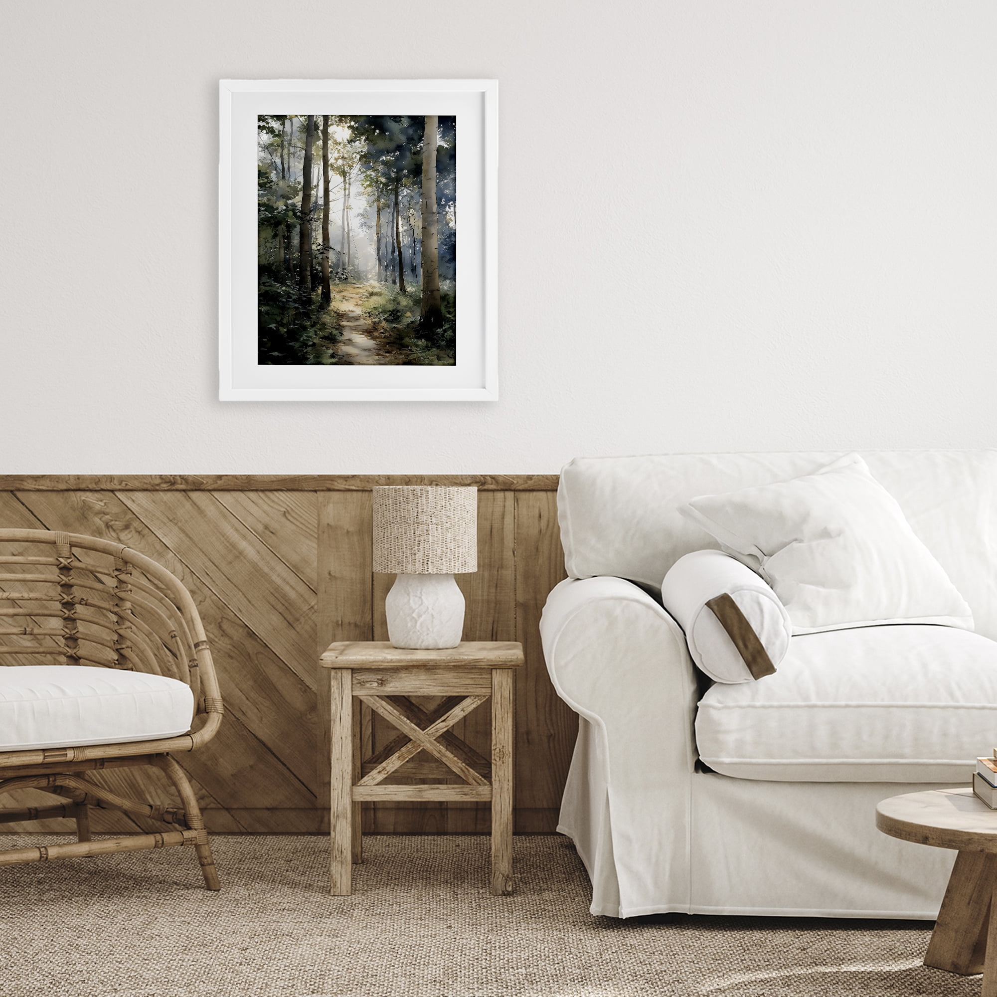 Stupell Industries Forest Path in Morning White Framed Print Under Glass, design by Franklyn Gregory