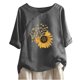 thumbnail image 1 of Tops de Algodón para las Mujeres Impreso Manga Corta Cuello Redondo Botón Arriba Camiseta, Algodón Casual Y Top de Lino, 1 of 4