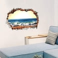 thumbnail image 3 of Calcomanías de pared de playa 3D realistas, pegatinas de pared de paisaje costero, murales de decoración de puerta de pared de dormitorio, sala de estar, TV (playa 3d-amarillo), 3 of 5