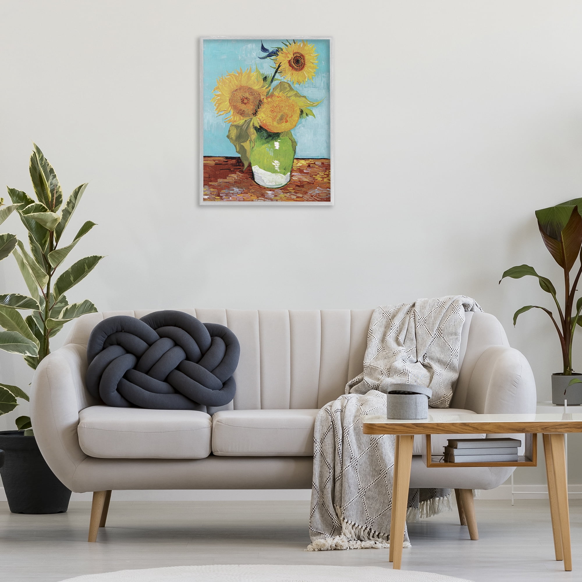 Stupell Industries Van Gogh Sunflowers Botanical & Floral Painting Gray Framed Art Print Wall Art, 24 x 30