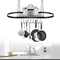 thumbnail image 4 of Ceiling Pot Rack, Kitchen Hanging Cookware Storage Shelf Organizer, Black 80*42*53cm Pot and Pan Ceiling Rack,Hanging Pot Rack Kitchen Utensil Pull Down Holder, 4 of 12