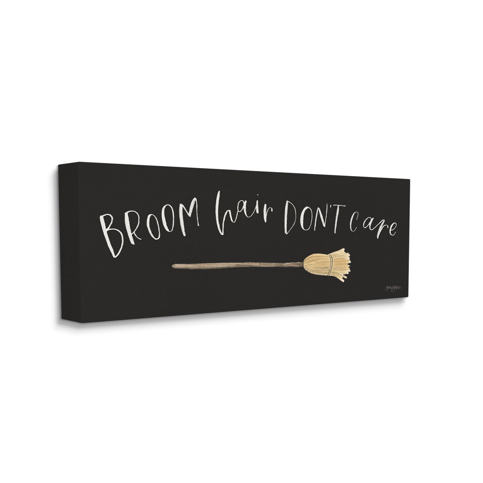 Stupell Industries Broom Hair Don't Care Holiday Painting Gallery Wrapped Canvas Print Wall Art, 40 x 17