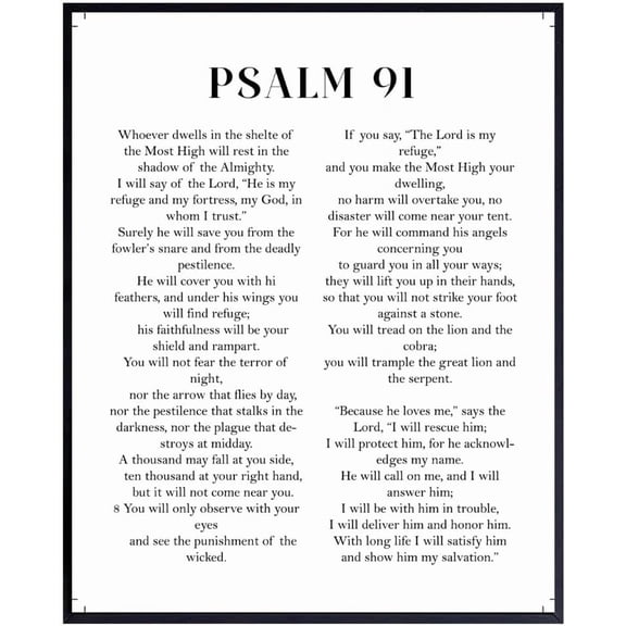 Psalm 91 Bible Verse Wall Art – Spiritual Scripture Poster Print – Christian Home Decor and Religious Gift for Faith Lovers