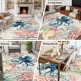 thumbnail image 5 of Coastal Nautical Octopus Area Rugs 5'x8', Washable Small Throw Rugs for Classroom Bedroom, Oceans Corals Jellyfish Starfish Indoor Outdoor Rug Non-Slip Low Pile Carpet Runner Reversible Floor Mats, 5 of 8