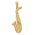 thumbnail image 3 of Real 14kt Yellow Gold Solid Polished 3-D Saxophone Pendant; for Adults and Teens; for Women and Men, 3 of 5