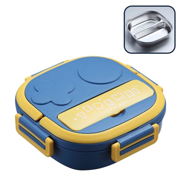 RKSTN Bento Box Outdoor Tableware 304 Portable Stainless Steel Lunch Box Dinner Children's Robot Shaped Lunch Box With Portable Two Spaces Bento Box
