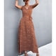 thumbnail image 1 of Vestido sin mangas con cinturón, vestido estampado sin mangas con cinturón y cuello en V de verano Vestido estampado de alta capacidad, 1 of 6