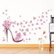 thumbnail image 3 of Billuyoard Adhesivo de pared Rosa mariposas tacones papel tapiz liso extraíble dibujos animados de doble cara accesorio plano extraíble para el hogar Decoración del hogar Billuyoard HA075208-00, 3 of 6