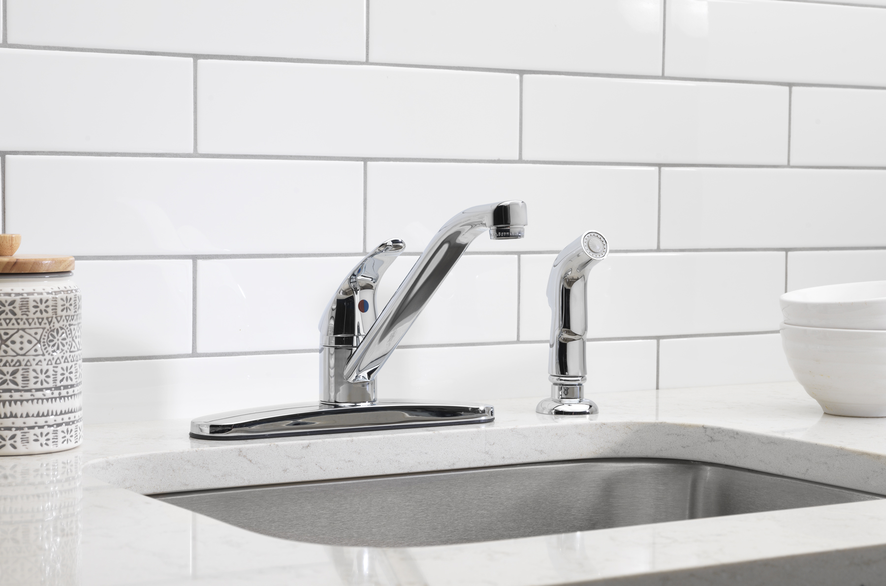 Mainstays 8" Centerset Chrome Kitchen Faucet with Side Spray photo 6