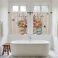 thumbnail image 4 of Farmhouse Flowers Kitchen Curtain for Berdoom Living Room Cafe 45 Inch Length, Spring Watercolor Floral Leaf on Linen Tiers Curtains Light Filtering Drapes Window Treatment 2 Panels 52"Wx45"L, 4 of 8