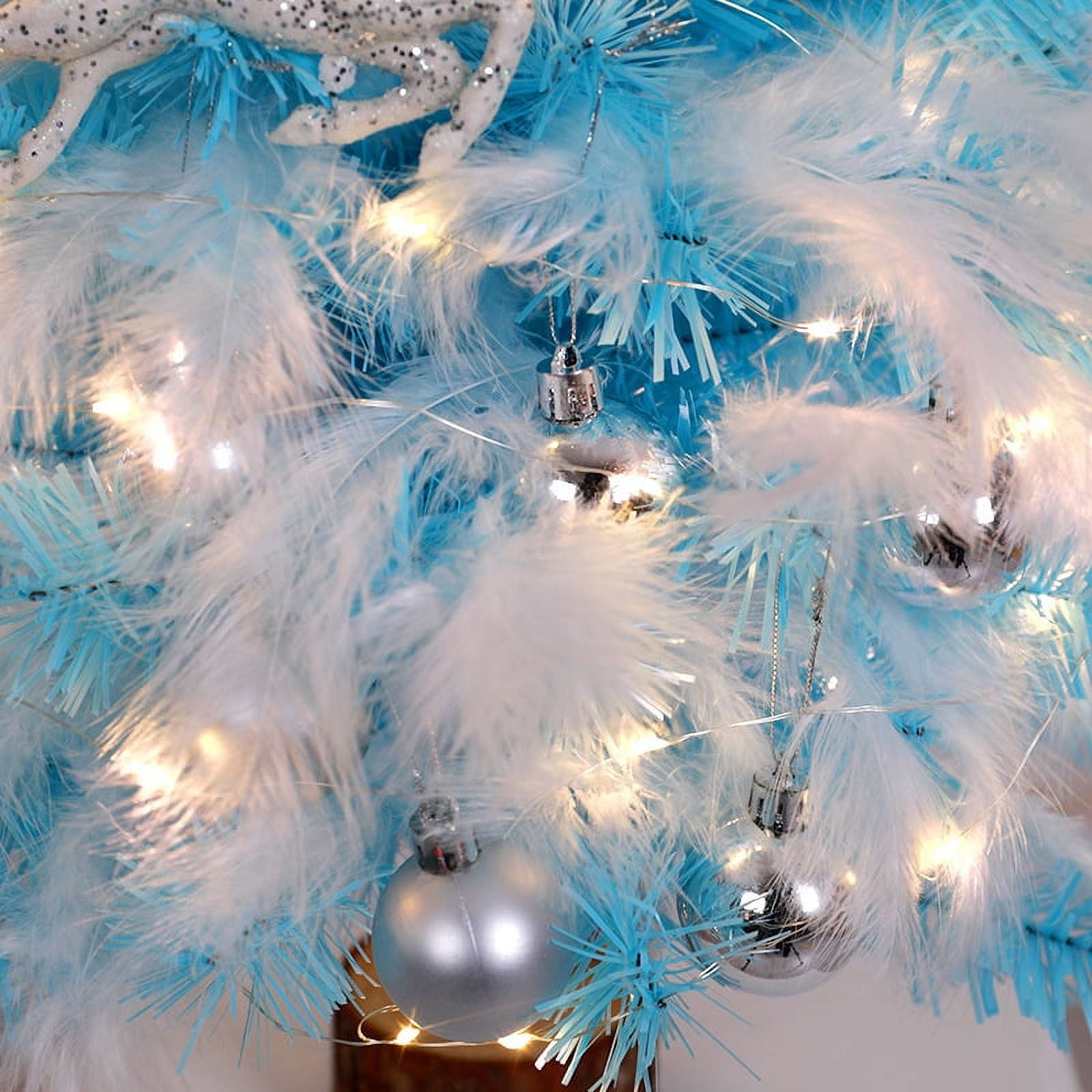 Christmas Eve Blue Online Celebrity Feather Christmas Tree - Temu
