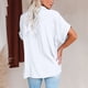 thumbnail image 3 of Camisa con cuello vuelto para mujer, camisa con dobladillo suelto de manga corta de Color puro con un solo pecho, Top blanco L, 3 of 3