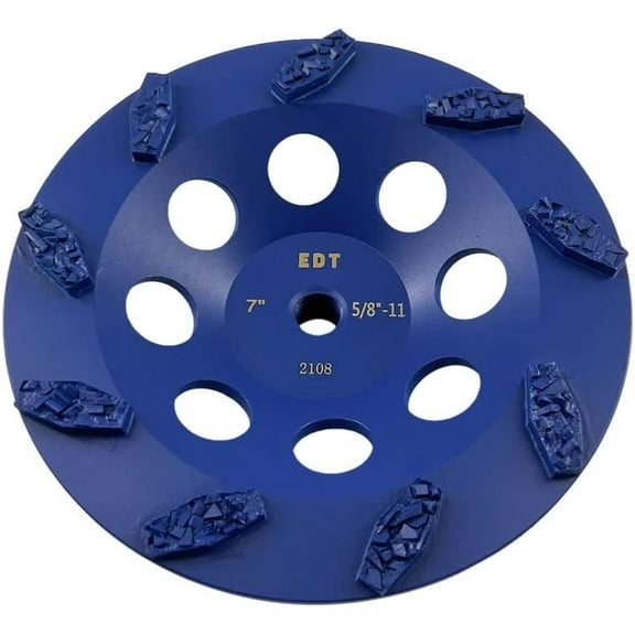 EDiamondTools 7" Crushed Chip PCD Grinding Wheel for Epoxy Glue Mastic Thinset, 9 Segments