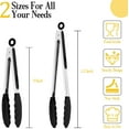 thumbnail image 2 of Kitchen Tongs, 9" and 12" Stainless Steel Cooking Tongs with Silicone Tips for Cooking Grilling Serving & BBQ, Heat Resistant Silicone Tongs, Locking Design & Dishwasher Safe, Set of 2 & Black, 2 of 2