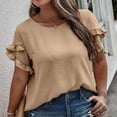 thumbnail image 5 of Liquidation d'Économies! Hauts Oversize pour Femmes en Liquidation, Hauts Blouse d'Été pour Femmes, T-shirt à Manches Courtes Décontracté Uni de Printemps pour Femmes Grande Taille, Haut/chemise à Manches Courtes à Col Rond, 5 of 5
