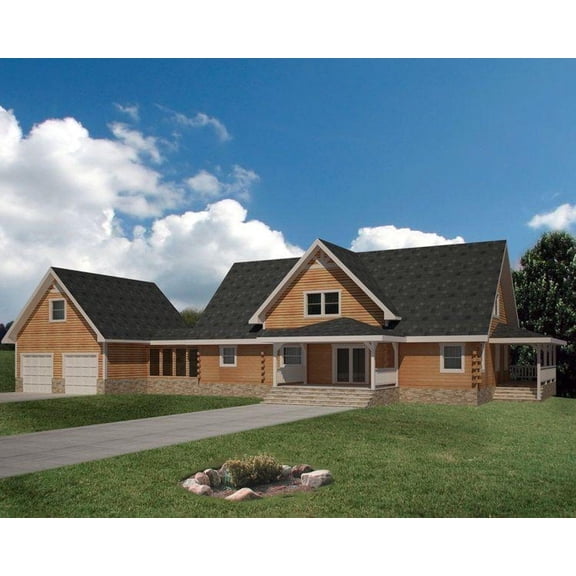 001-1096: Northwest Log 3 Bed, 3 Bath Luxury Home Plan, 3136 Sq Ft: Full Blueprints with License to Build by Home Plan Marketplace - Lesuto
