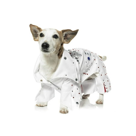 Rock Star Elvis White Rhinestone Cute Fancy Dress Halloween Dog Cat Pet