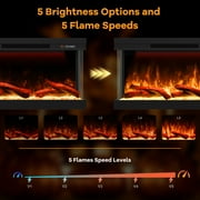 70 3 Sided Electric Fireplace Inserts, Smart 3D Linear Built-in Fire Places Heater 1500W, Multi-Colors Combinations, APP & Remote Control, Cracking Sound, 9H Timer, Crystal & Log