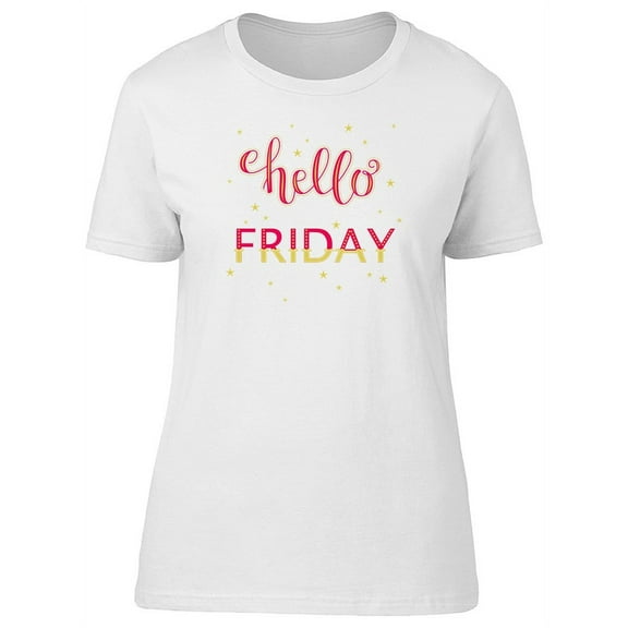 Hello Friday With Yellow Stars T-Shirt Women -Image by Shutterstock, Female x-Large