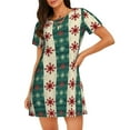 thumbnail image 1 of Fotbe Christmas Snowflakes Plaid Bata de Dormir para Mujer con Estampado, Camisón de Algodón de Manga Corta, Ropa de Dormir Casual, 1 of 6