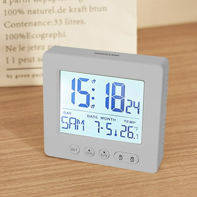 LSLJS Réveil Numérique avec Éclairage d'Arrière-plan, Affichage LCD, Moniteur de Température, Alarme avec Répétition, avec Calendrier Smart, Horloge Électronique