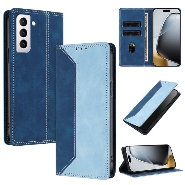 Phone Case for Samsung Galaxy S21 Plus FOXDOCK Premium Leather,Creative Dual-Color Cover with Card Slot,Shockproof