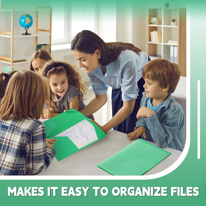 14 Pcs Plastic Folders with Clear Front Pockets Heavy Duty File Folders with 2 Pockets and Card Slot for Student Communication School Office Presentation Report