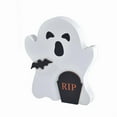 thumbnail image 3 of DeskAKBK Wooden Ghost Figurine for Halloween Desktop Decor Cute Spooky Decoration for Shelves Tables Home Office Party Decoration Gift, 3 of 6