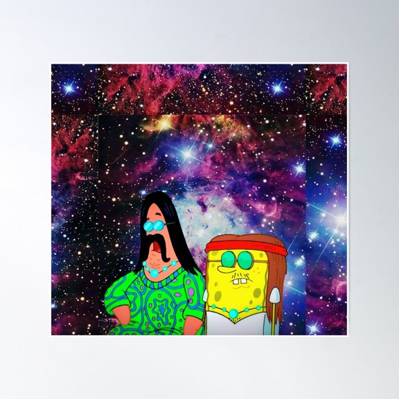 Galaxyhippyspongebob Poster Wall Art, Modern Wall Decor, 8x12 UNFRAMED
