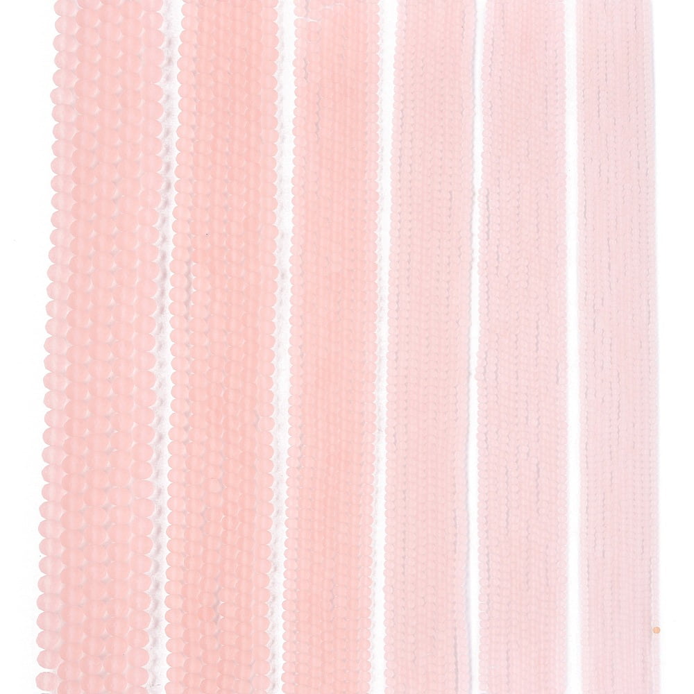 Transparent Glass Beads Strands Faceted Frosted Rondelle Pink 8mm Hole: 1mm about 64~65pcs/strand 40~41cm