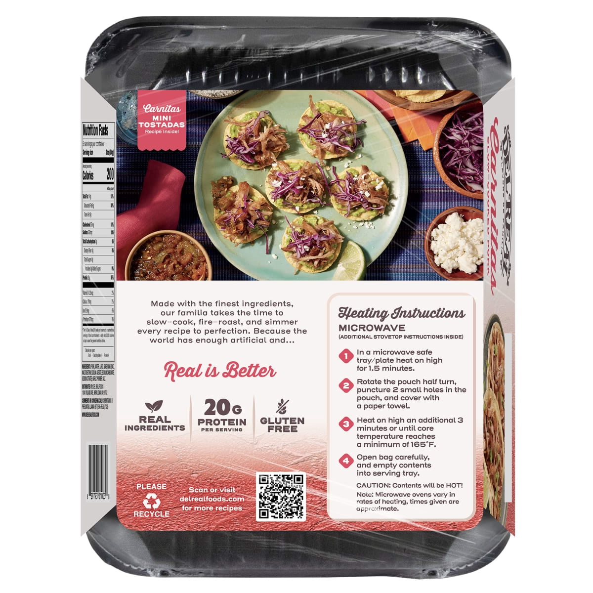Del Real Foods Slow Cooked Pork Carnitas, 15 oz ( Fully Cooked)