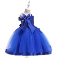 thumbnail image 5 of CPNG Girls' Luxe Off-the-Shoulder Flower Girl Dress – Oversized Satin Bow, Intricate Embroidery & Tulle Ball Gown Skirt with Satin Trim for Weddings & Special Occasions, 5 of 5