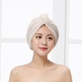 thumbnail image 2 of Toalla para la cabeza de color rosa pálido, toallas de microfibra para secar el cabello, turbante envolvente súper absorbente con botón, cabello seco rápido para mujeres, 2 of 4