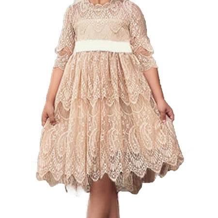 

Baby Girls Flower Princess Formal Lace Party Pageant Wedding Bridesmaid Tulle Dresses