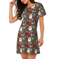 thumbnail image 2 of Vsdgher Motif Joyeux Noël Chemise de Nuit à Manches Courtes Col Rond Mignonne Robe de Nuit Confortable, 2 of 6