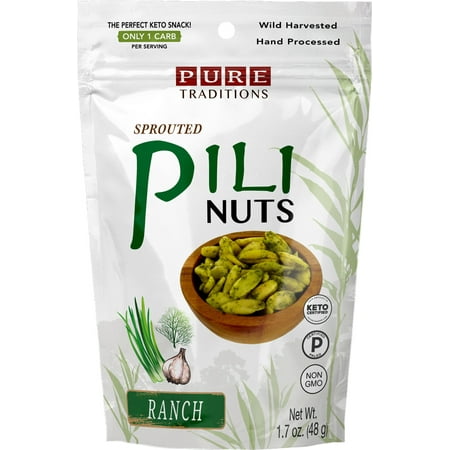 Sprouted Pili Nuts, Certified Paleo and Keto (Ranch, 1.7