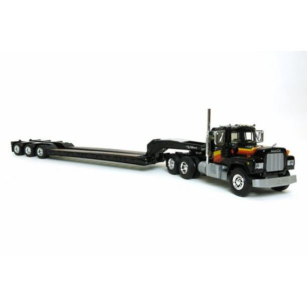 Mack R Model with Tri-Axle Lowboy Trailer, Black - First Gear - 1/64 ...