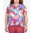 thumbnail image 4 of Alfred Dunner Womens Plus-Size Leafy Sharkbite Split Neck Top, 4 of 6