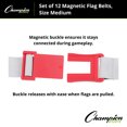 thumbnail image 3 of Champion Sports Adjustable Magnetic Flag Football Belts: Flag Football Belt Set - Adjustable Flag Football Belts with Magnet Buckles - White Belt with 3 Red Flags and Buckle - Medium Size, 12 Pack, 3 of 5