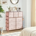 thumbnail image 2 of IMKHK 12 Drawer Dresser for Bedroom, Chest of Drawers with Side Pockets and Hooks, Modern Fabric Storage Cabinet Dresser Organizer Unit with Wood Top for Bedroom Living Room Entryway Hallway, Pink, 2 of 13