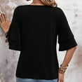 thumbnail image 5 of ZyeKqe Womens Summer Tops Casual V-Neck Petal Layered Sleeve Tunics Loose Fitted Lightweight Tshirts, 5 of 5